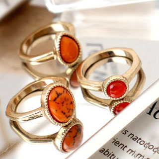 картинка Набор колец 3 шт с гранями оранжевые камни от магазина LonnaMag
