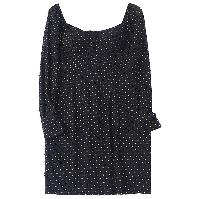 Картинка Платье по фигуре с чашками бархатная клетка золотые точки от магазина LonnaMag