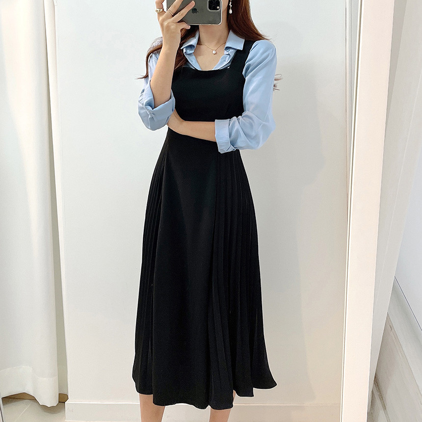 Картинка Платье миди приталенное квадратный вырез широкие лямки складки по бокам от магазина LonnaMag