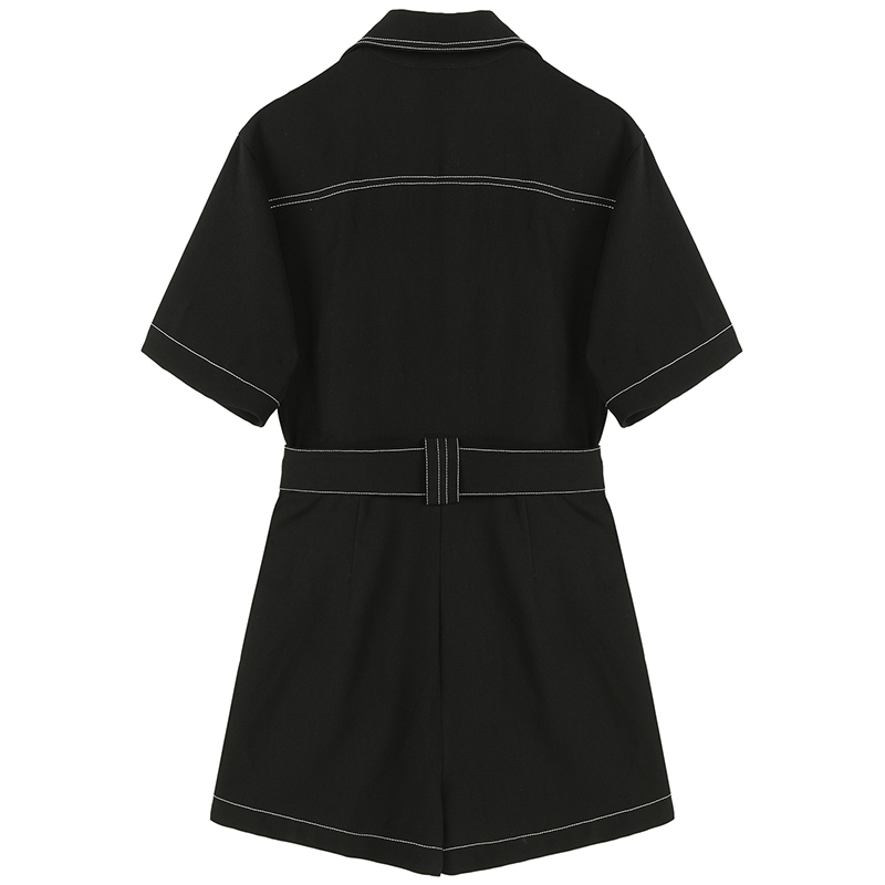 Картинка Ромпер белая строчка контур 2 крупных кармана на груди + пояс от магазина LonnaMag