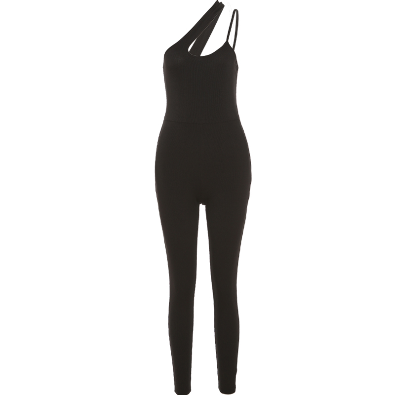 Картинка Комбинезон длинный по фигуре широкая и тонкая лямка на одно плечо от магазина LonnaMag