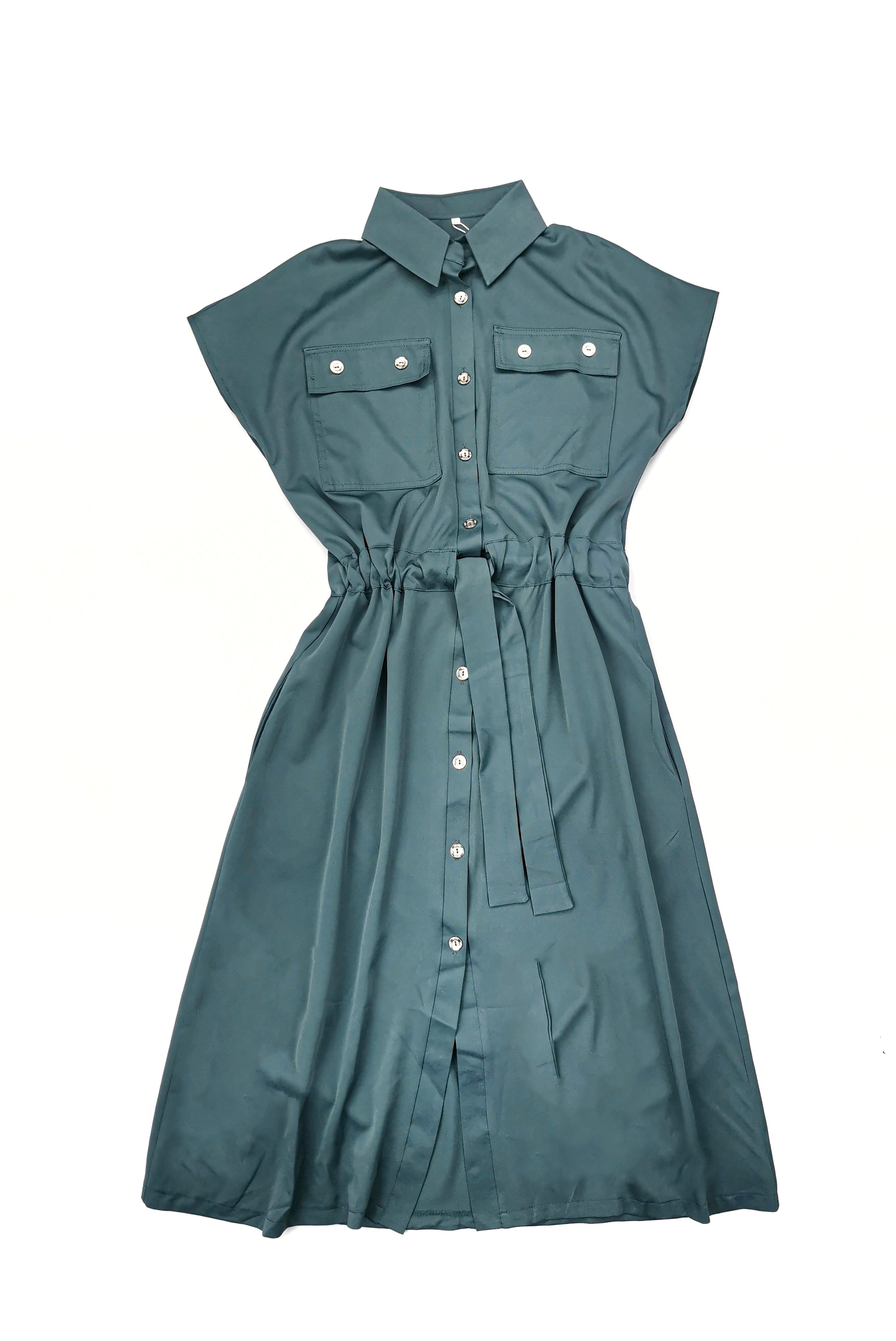 Картинка Платье мккси без рукавов металл пуговицы-компас талия на кулиске от магазина LonnaMag