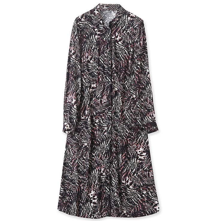 Картинка Платье рубашка миди клеш принт зебра микс от магазина LonnaMag