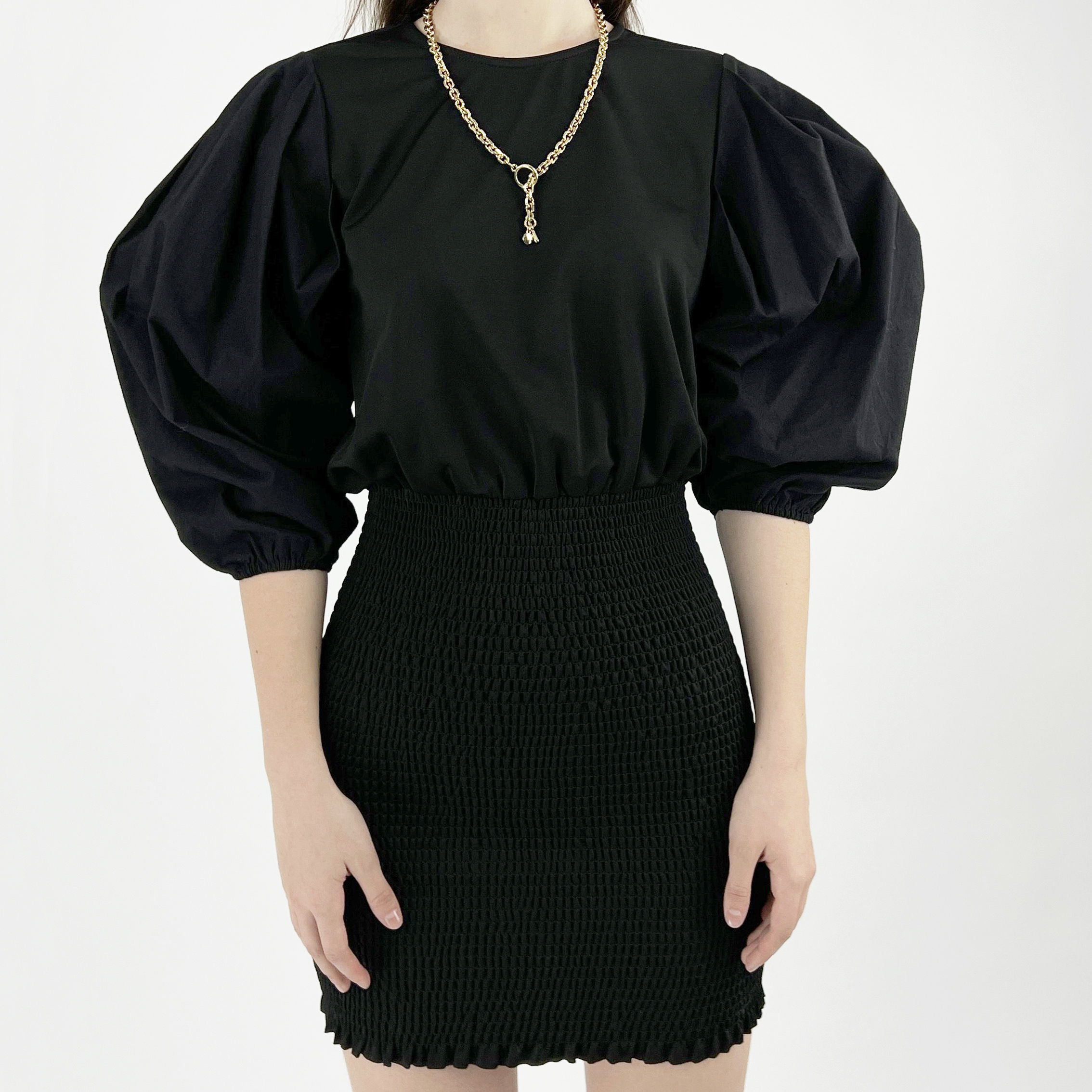 Картинка Платье широкий верх рукава фонарики юбка на резинках от магазина LonnaMag