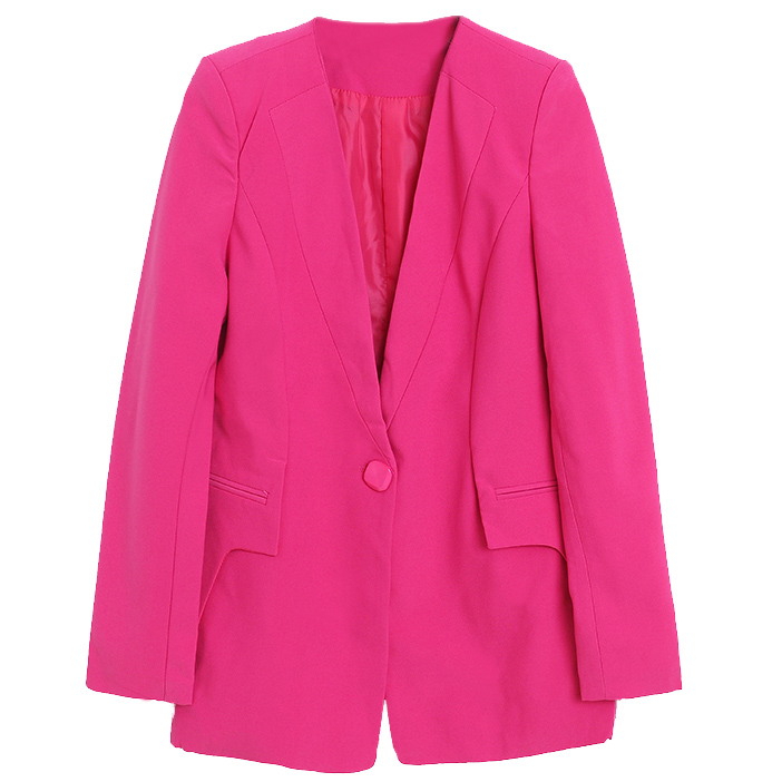 Картинка Жакет удлиненный без отворотов акцент на карманах 1 пуговица от магазина LonnaMag