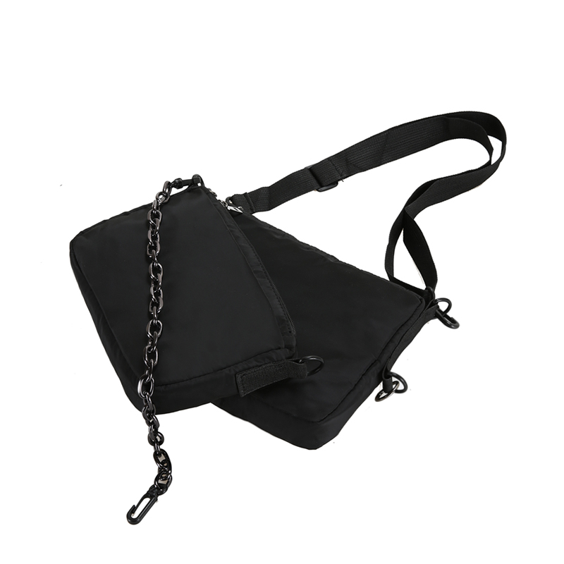 картинка Сумка мессенджер двойная текстильная + темно-серая цепь от магазина LonnaMag