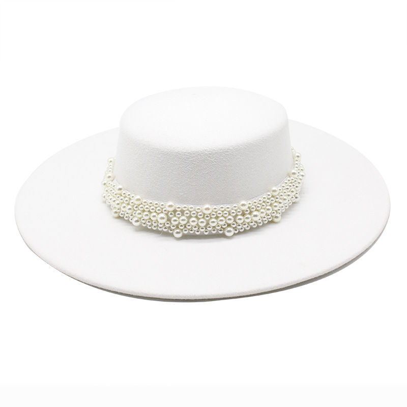 картинка Шляпа канотье жемчужины в несколько рядов от магазина LonnaMag