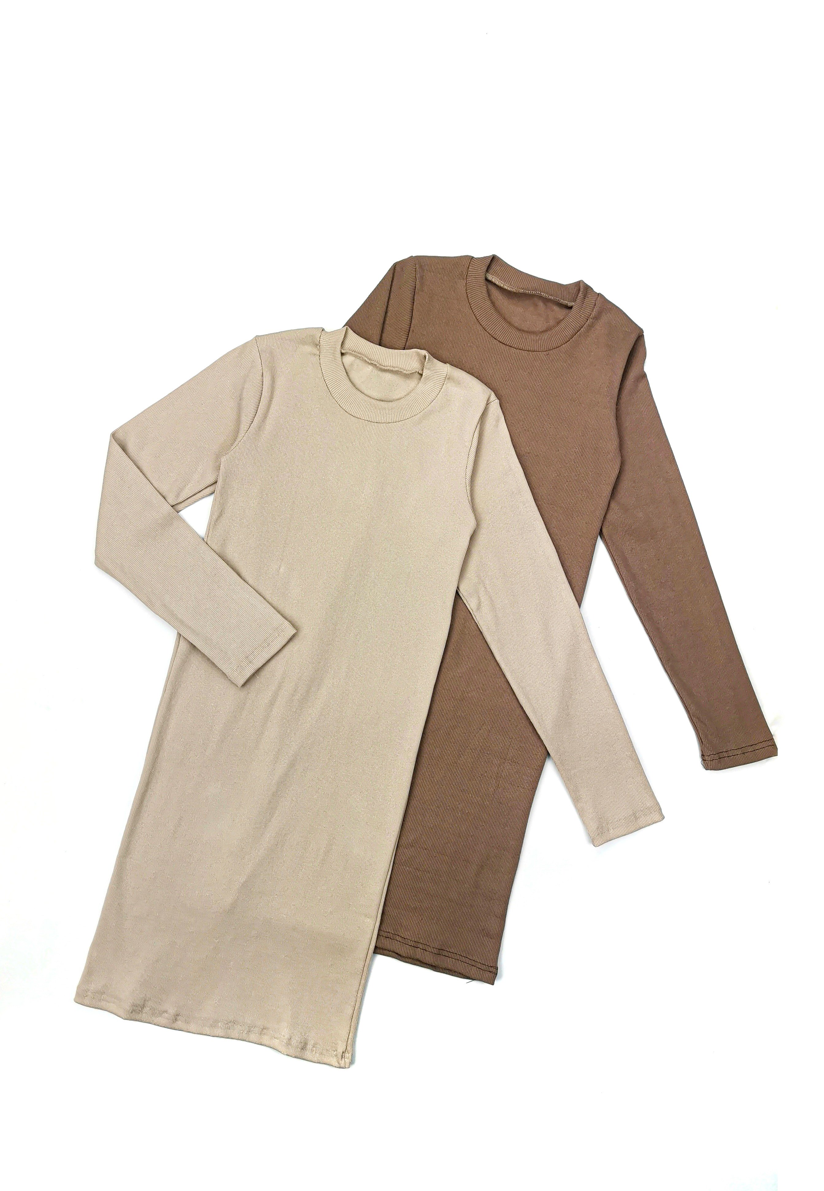 Картинка Платье стрейч мини рубчик по фигуре длинный рукав под горло от магазина LonnaMag