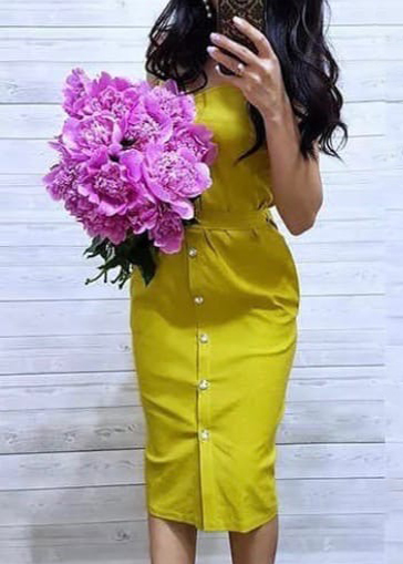 Картинка Платье сарафан золотые пуговицы + пояс от магазина LonnaMag