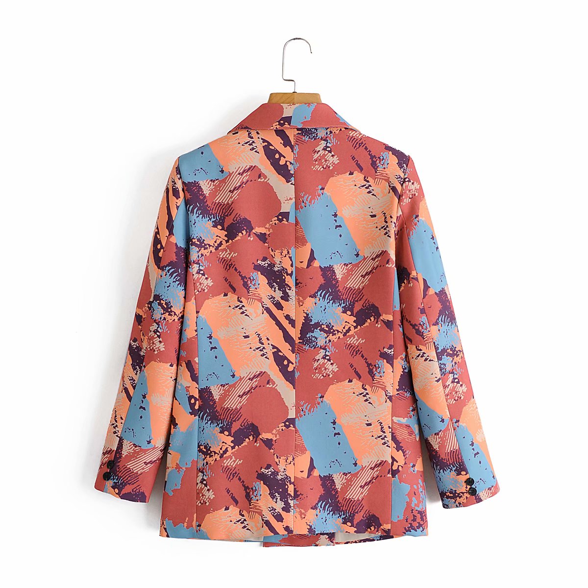 Картинка Пиджак прямой двубортный принт яркие разноцветные пятна от магазина LonnaMag