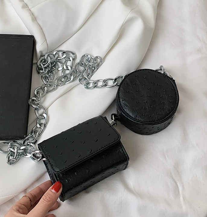 картинка  Сумка  нагрудная мини квадратная+ круглая на цепочке  от магазина LonnaMag