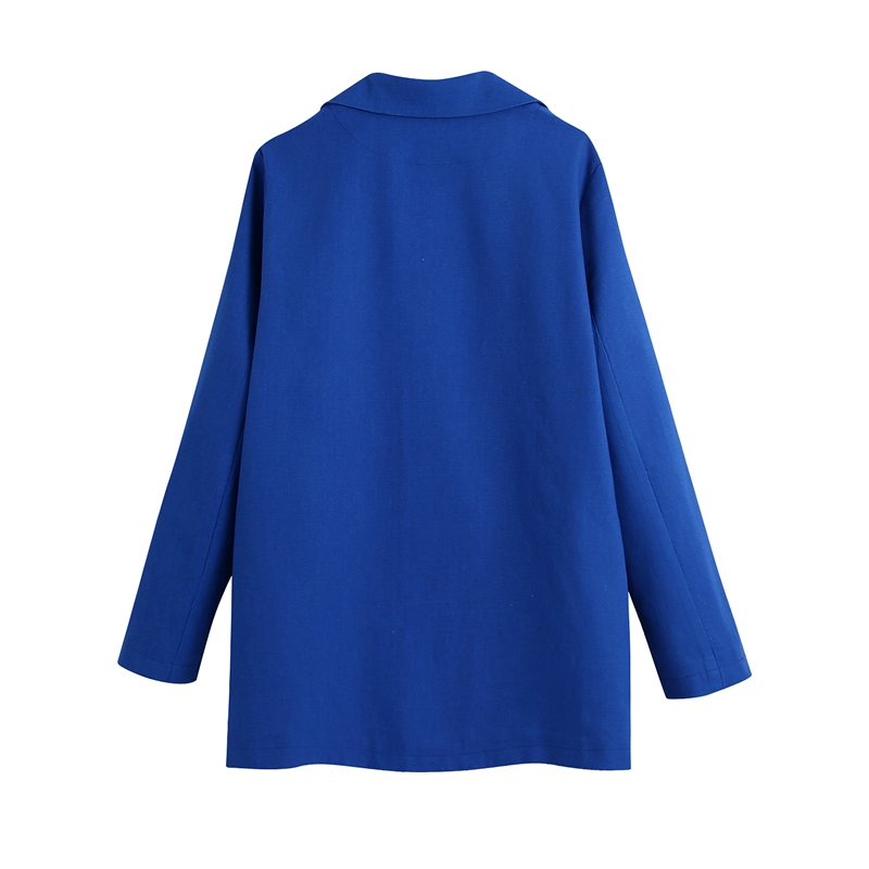 Картинка Пиджак насыщенный синий двубортный белые пуговицы от магазина LonnaMag