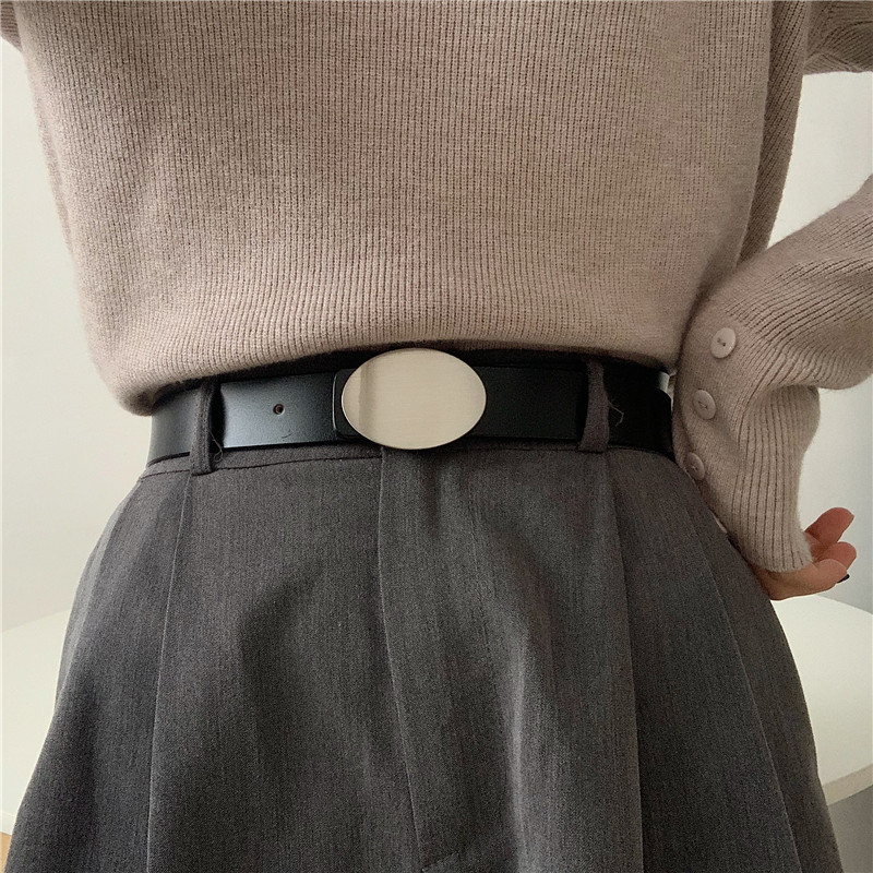 картинка Ремень эко кожа зеркальная потайная пряжка овал от магазина LonnaMag