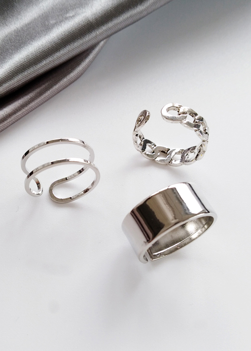 картинка Кольца безразмерные набор 3 шт. (цепь + широкое + 2 полосы) от магазина LonnaMag