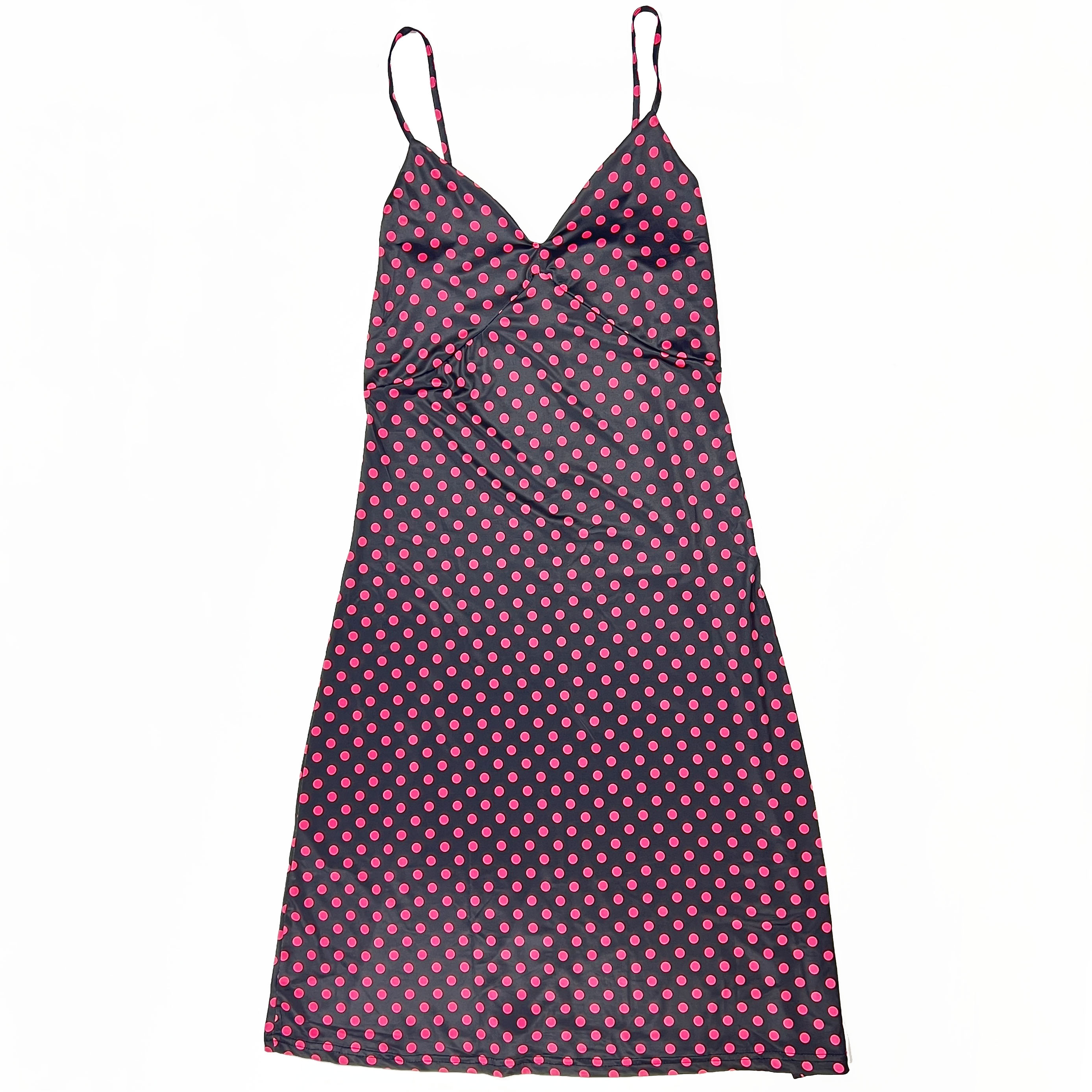 Картинка Платье комбинация розовый горох шов под грудью от магазина LonnaMag