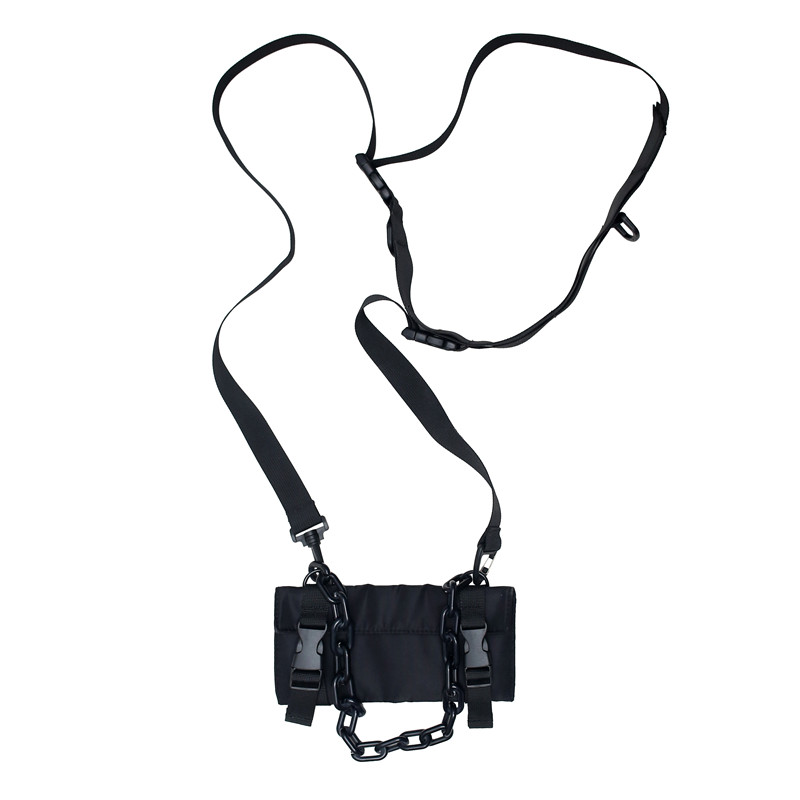 картинка Сумка мессенджер текстильная с карабинами + черная цепь от магазина LonnaMag