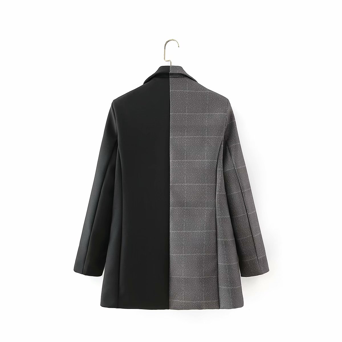 Картинка Пиджак приталенный одна стороная серая в клетку вторая чисто черная от магазина LonnaMag
