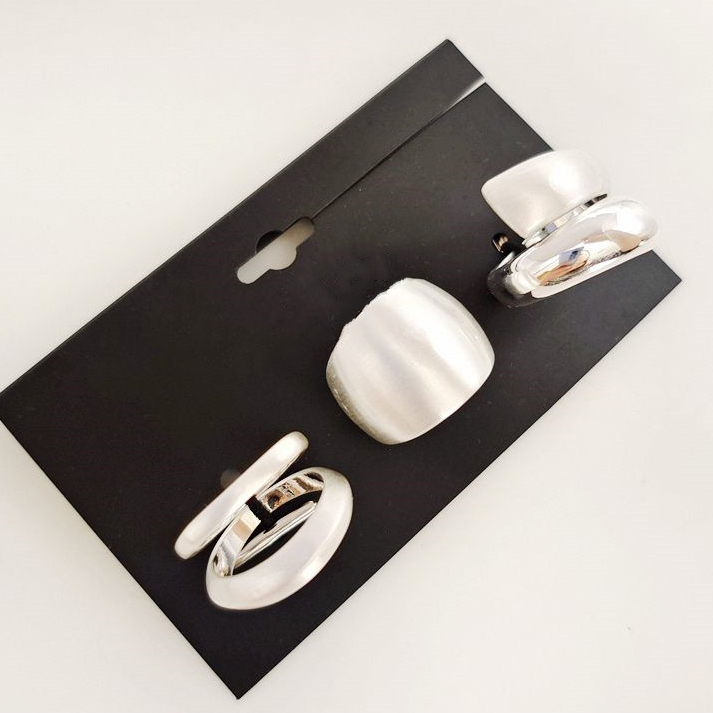 картинка Кольца крупные матовые набор 4 шт серебро от магазина LonnaMag