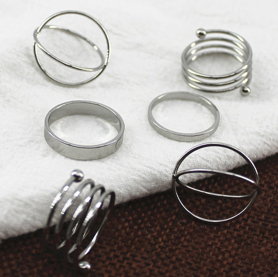 картинка Кольца набор 6 шт спирали 2 перекрестия 2 тонкое широкое от магазина LonnaMag