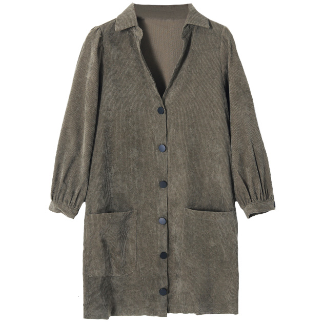 Картинка Платье прямое вельвет черные кнопки карманы от магазина LonnaMag