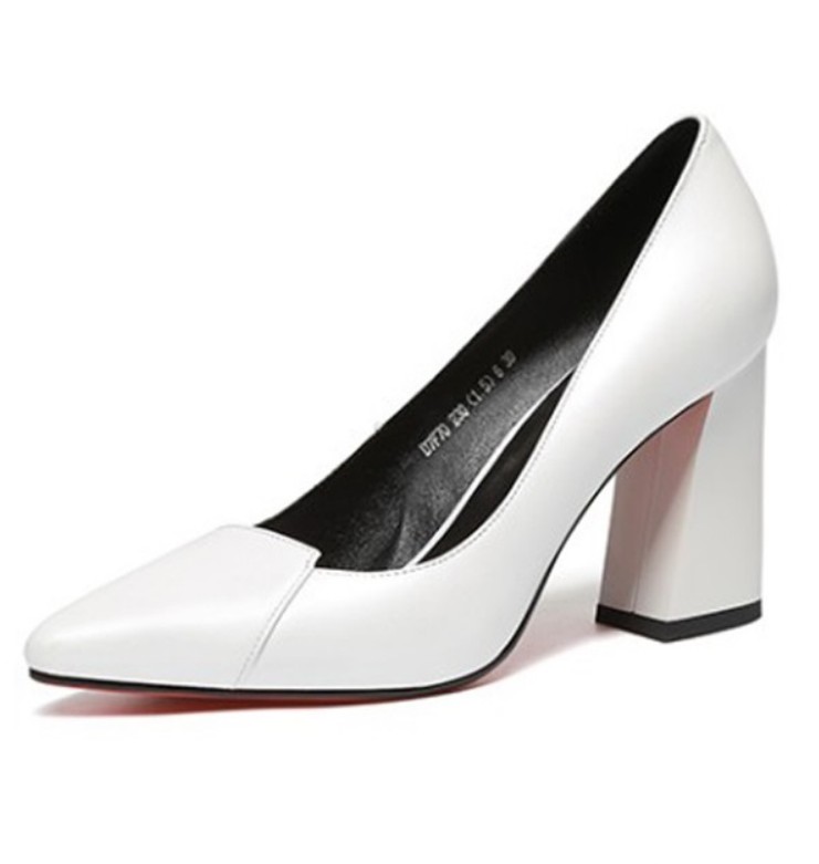 картинка Туфли кожаные острый нос квадратный каблук 8,5 см от магазина LonnaMag