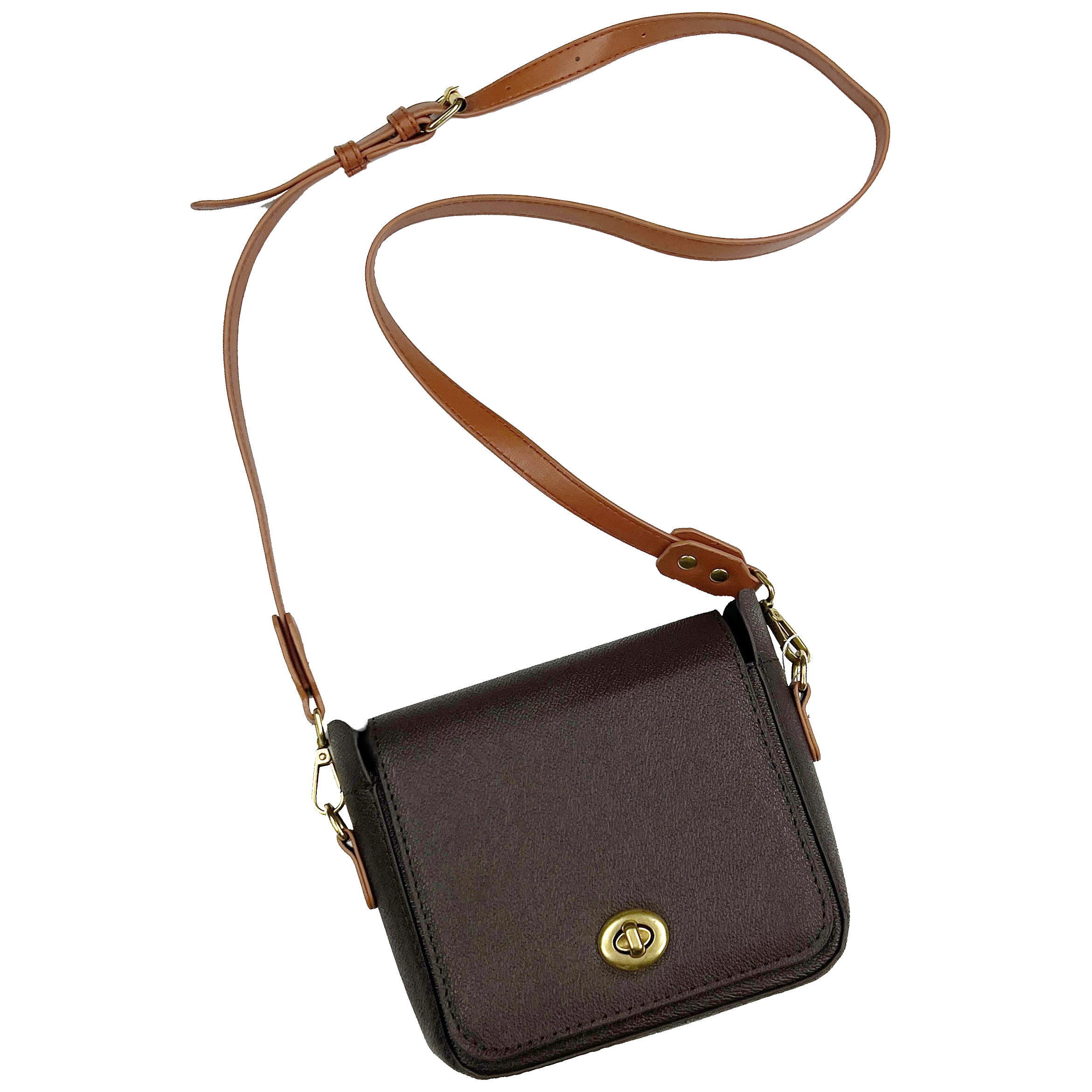 картинка Сумка квадратная темно-коричневая золотая фурнитура от магазина LonnaMag