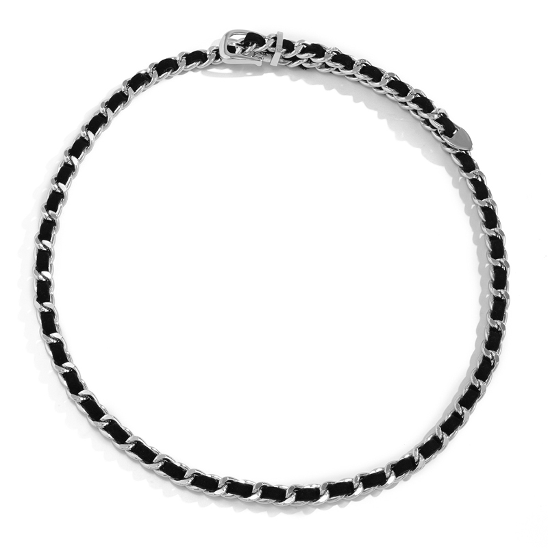 картинка Пояс металлический цепь с черной бархатной лентой от магазина LonnaMag