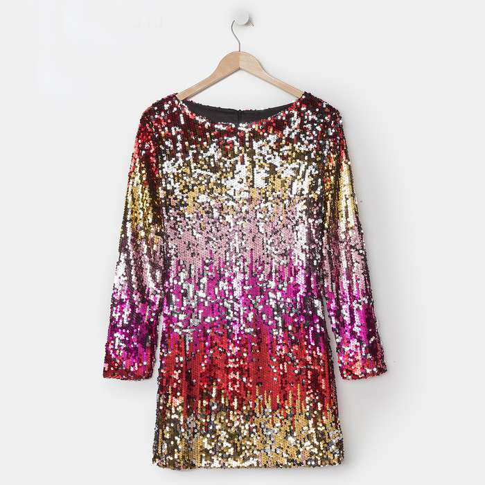Картинка Платье мини двухсторонние пайетки MINAKU - желто-розо-красный от магазина LonnaMag