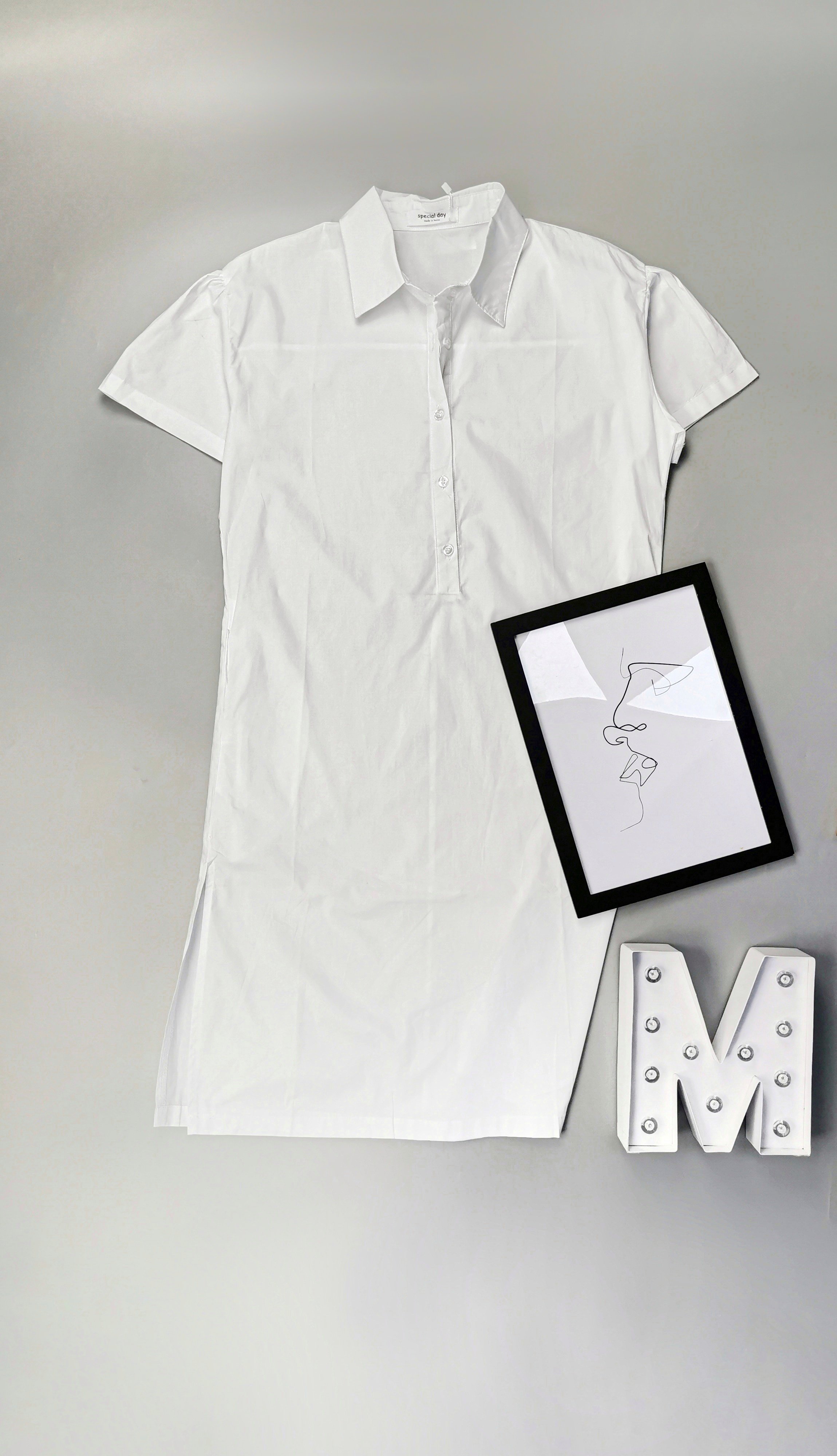 Картинка Платье прямое верх рубашкой короткий рукав 5 пуговиц от магазина LonnaMag