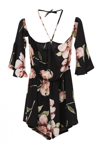 Картинка Комбинезон шифон открытые плечи цветочный принт от магазина LonnaMag