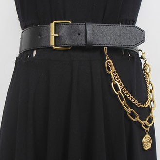 картинка Ремень прошит по контуру сзади резинка двойная цепочка + цветок от магазина LonnaMag