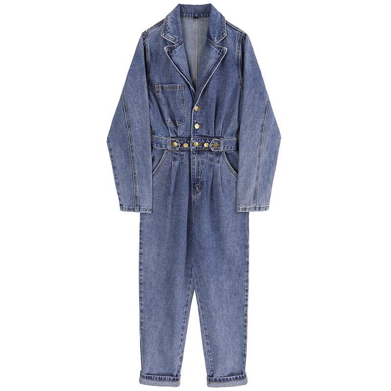 Картинка Комбинезон джинсовый длинный золотые пуговицы от магазина LonnaMag