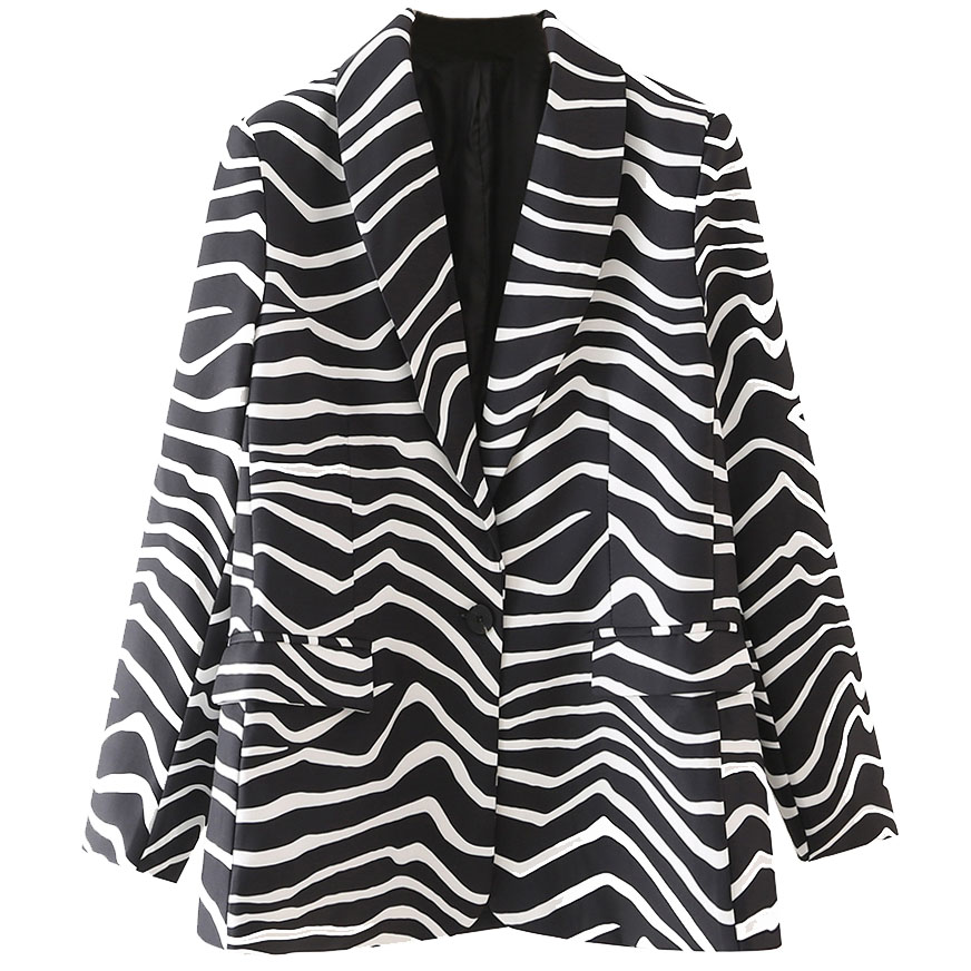 Картинка Пиджак одна пуговица белые неровные полосы от магазина LonnaMag