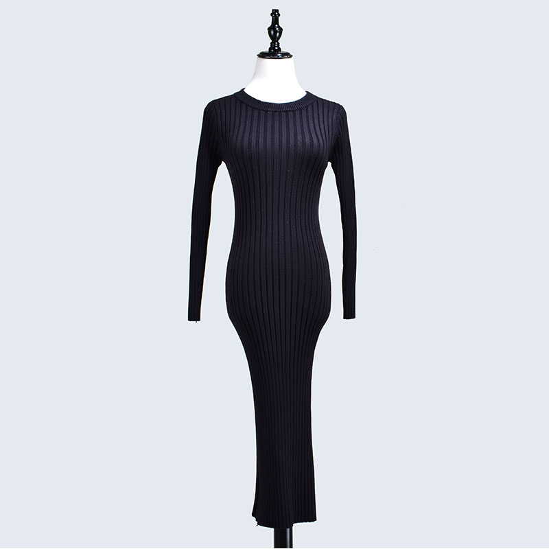 Картинка Платье трикотаж широкий рубчик (черное/серое) от магазина LonnaMag