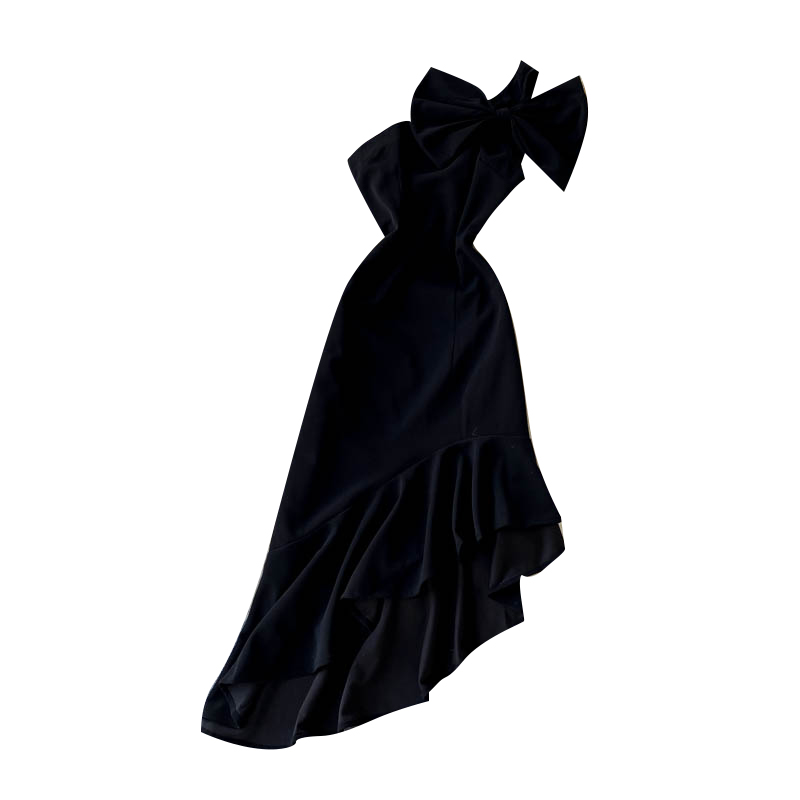 Картинка Платье ассиметричное миди на 1 плечо крупный бант волан от магазина LonnaMag