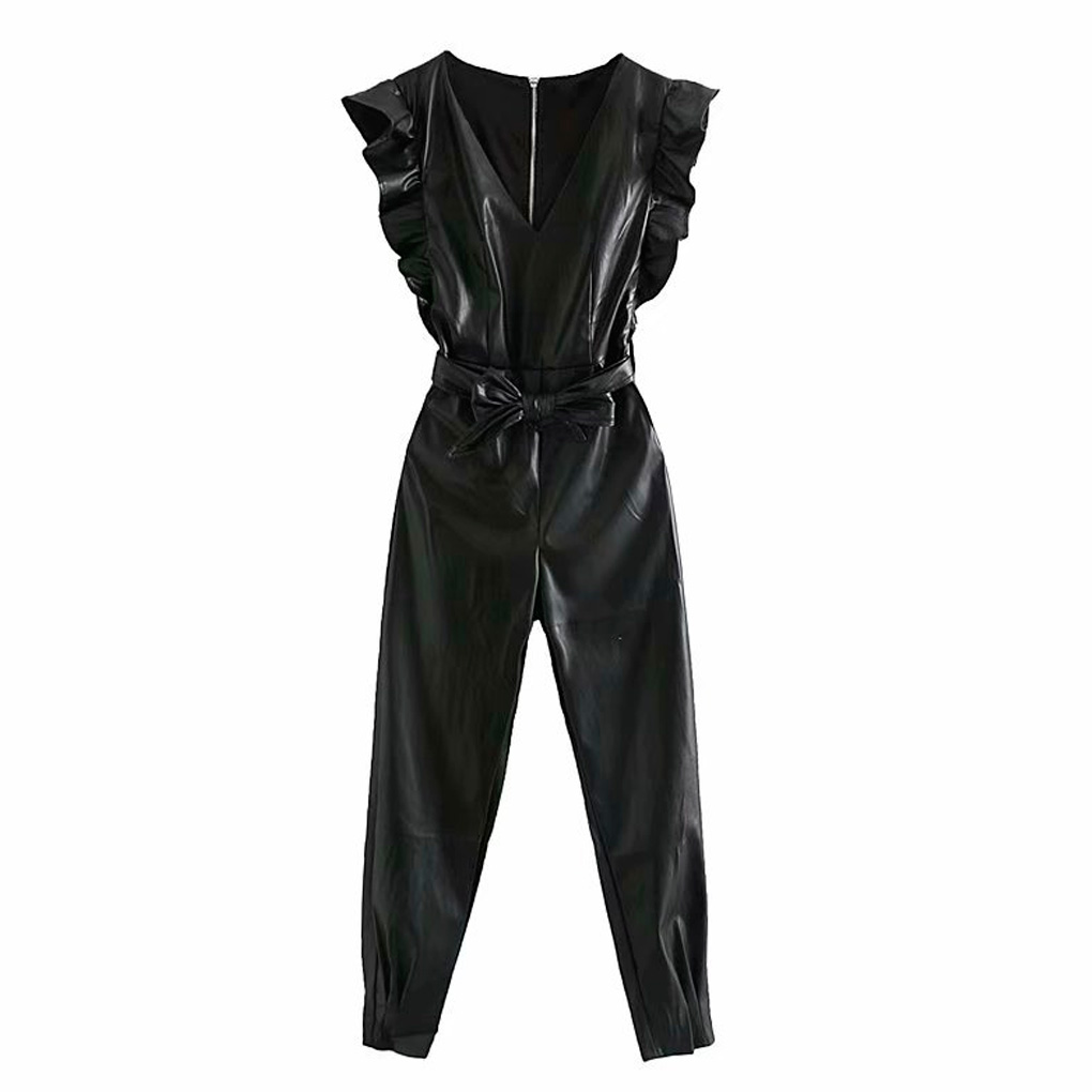 Картинка Комбинезон кожзам с воланами на плечах от магазина LonnaMag