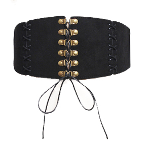 картинка Пояс широкий замша бронзовая шнуровка сзади 2 кнопки от магазина LonnaMag