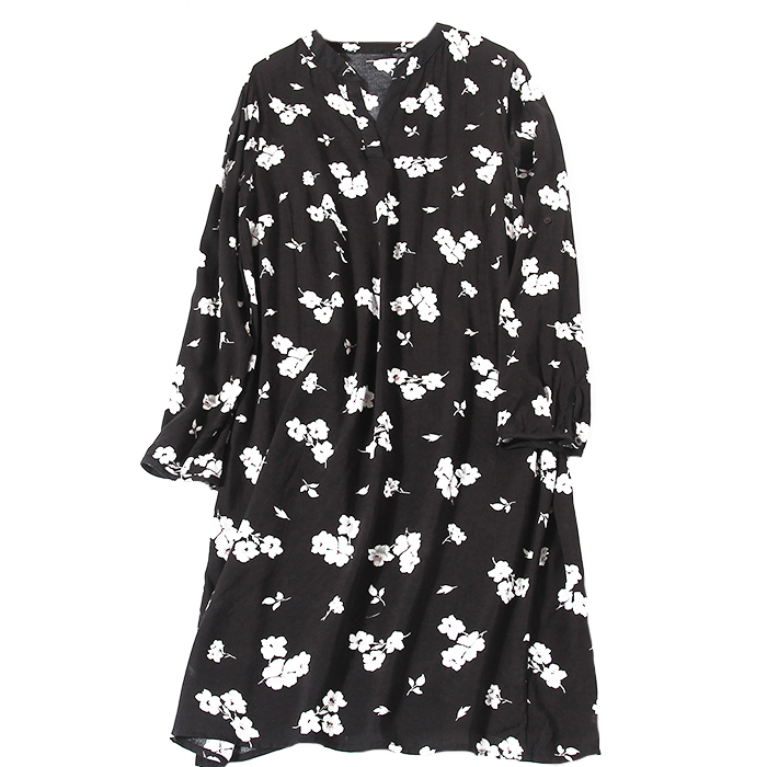 Картинка Платье прямое цветочный принт V-вырез круглая горловина от магазина LonnaMag