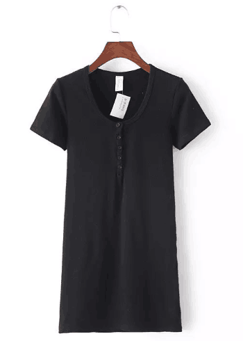 Картинка Платье AA мини короткий рукав футболка с пуговицами от магазина LonnaMag