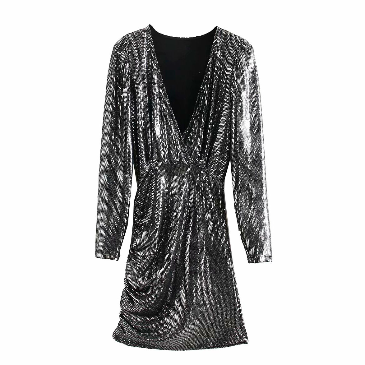 Картинка Платье мини на запах в блестках от магазина LonnaMag