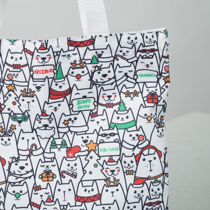 картинка Сумка шоппер новогодние котики, 35х0,5х40 от магазина LonnaMag