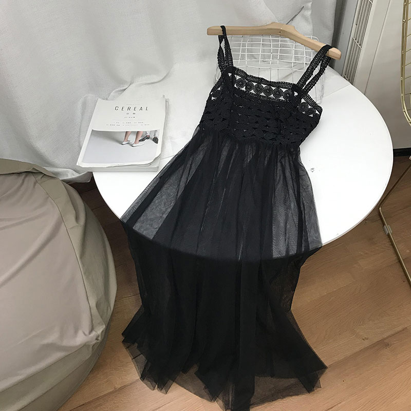 Картинка Платье прозрачное на лямках кружево + сетка (второй слой) от магазина LonnaMag