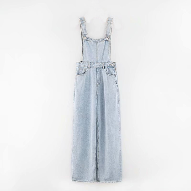 Картинка Комбинезон джинс длинный широкий без карманов на груди от магазина LonnaMag