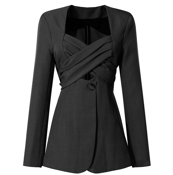 Картинка Пиджак перекрестие на груди сзади бант от магазина LonnaMag