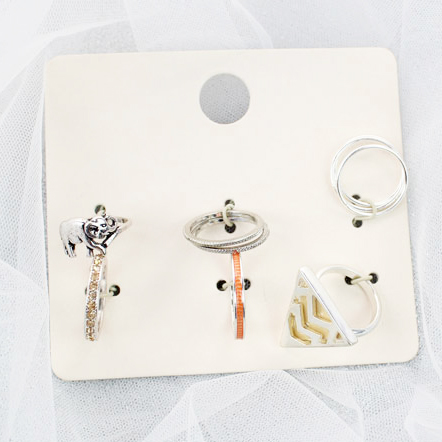 картинка Набор из 6 колец со слоном и желтым треугольником от магазина LonnaMag