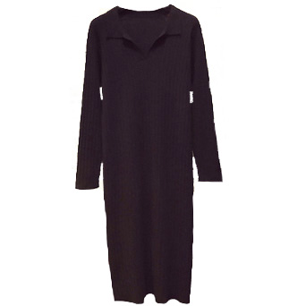 Картинка Платье трикотаж крупный рубчик воротник поло от магазина LonnaMag