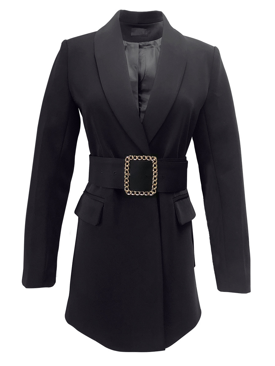 Картинка Пиджак длинный (платье)  + широкий пояс пряжка в виде цепи от магазина LonnaMag