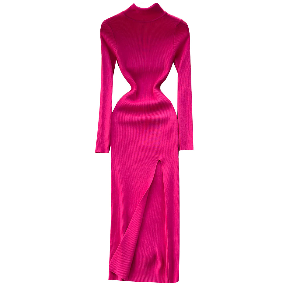 Картинка Платье трикотаж водолазка разрез по ноге от магазина LonnaMag