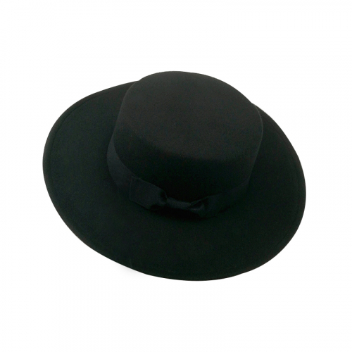 картинка Шляпа канотье черная лента с бантиком от магазина LonnaMag