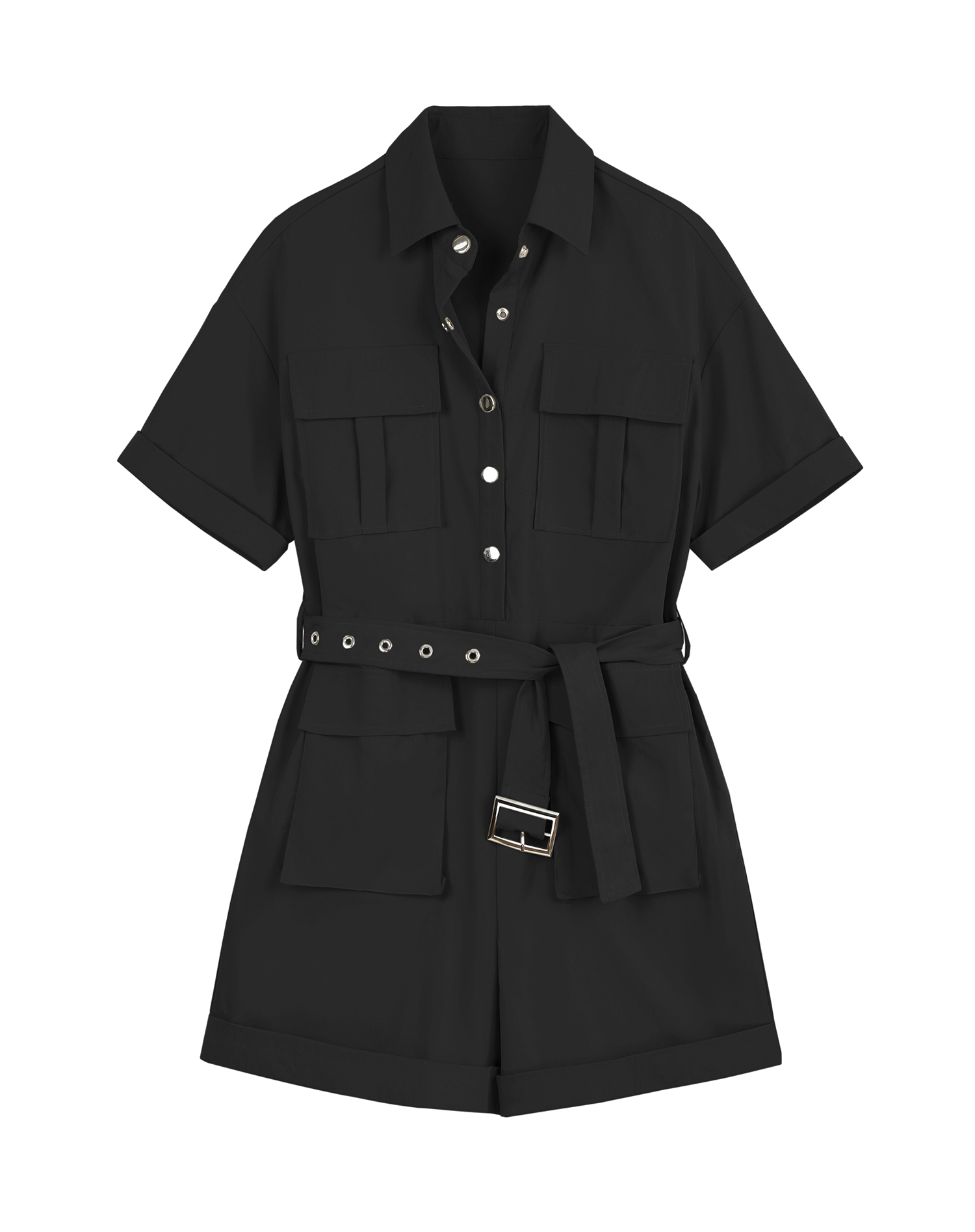 Картинка Ромпер 4 кармана серебряные пуговицы + пояс от магазина LonnaMag